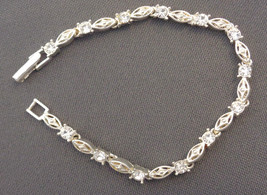 Vintage Avon Tennis Bracelet Clear CZ Rhinestone Crystal Open Work 7&quot; - £19.57 GBP