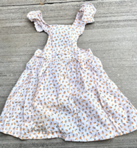 VTG 1950s Baby Girl Pinafore Dress Orange Rose Print Cotton Cottagecore ... - $39.55