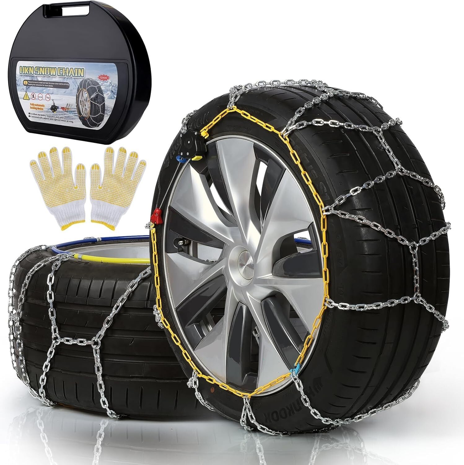 HKN130 Snow Chains for Car Pickup Trucks SUV Auto-Fixing Device Adjustable - $49.49