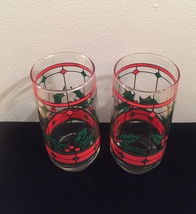Vintage 70s Stained glass holly Christmas cocktail glasses image 4