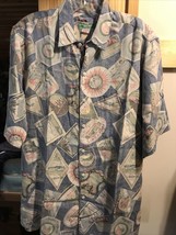 Reyn Spooner Vintage Men’s M Blue Asia Print SS Button Down Rayon Hawaiian Shirt - £54.99 GBP