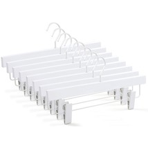 All White Wooden Pants Hangers, Wood Skirt Hangers With Clips, Deluxe Je... - $82.99