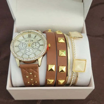 Jessica Carlyle 6 Piece Set – Brown Leather / Gold Accent - $17.82
