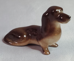 Lomonosov USSR Miniature Dachsund Dog Figurine Porcelain Vintage Puppy - $15.79