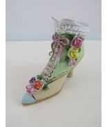 Vintage Hand Painted Cut Glass Porcelain Antique Victorian Boot - $20.00