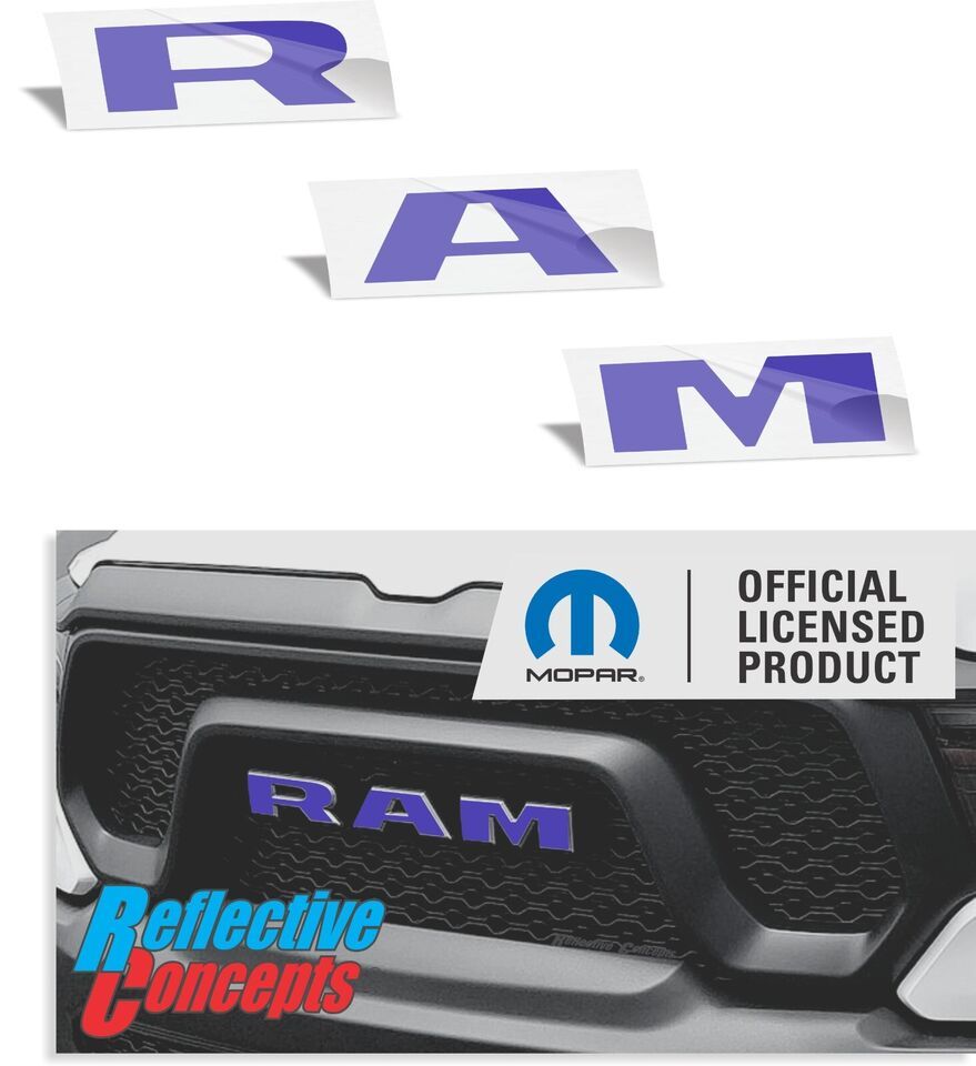 RAM Grille Emblem Overlay Decal Sticker for 2019-2024 Ram 1500 RebelMopar Off...