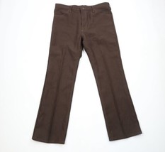 Vintage 70s Wrangler Mens 38x32 Knit Flared Bell Bottoms Chino Pants Brown USA - £71.18 GBP