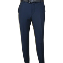 Men's MONO Turkey Slacks 100% Wool Plain Front Slim Fit 2502-04 Royal Blue image 12