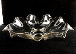 Cambridge Glass 4-Footed Fruit Bowl, Fancy Ruffled Rim, Clear w/No Etching - £22.99 GBP