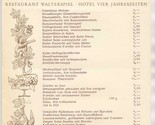 Restaurant Walterspiel Menu Hotel Vier Jahreszeiten Munich Germany 1962 - $21.78