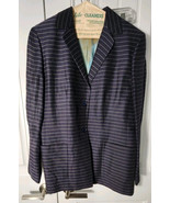 Ann Taylor Women&#39;s Stripe 2 Button Linen Blend Blazer Jacket 10 Dark Nav... - $30.18 CAD