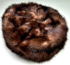 Vintage Brown Fur Pillbox Union Made Woman&#39;s Dress Hat  Martin&#39;s Brooklyn Small - £47.18 GBP