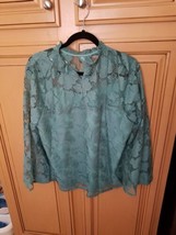 Women&#39;s Lined Lace Sea Green Top Size XL - $354.15 MXN