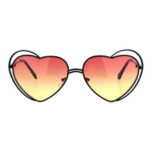 Heart Shape Sunglasses Oversized Double Metal Frame Gradient Color Lens - £8.64 GBP+