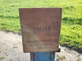 Vintage Trojan Powder Company High Explosives marked Tunnel Wood Dynamite Box - £89.69 GBP