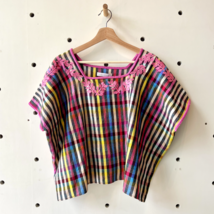 L - Carolina K Anthropologie Striped Cotton Embroidered Cropped Shirt Top 1021EM - £38.48 GBP