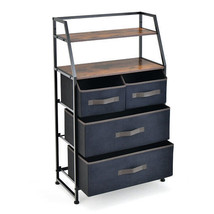 4-Drawer Free Standing Storage Dresser with 2 Open Shelves-Rustic Brown - Color: - £66.79 GBP