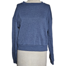 Blue Cotton Blend Crop Sweatshirt Size Small  - £19.46 GBP