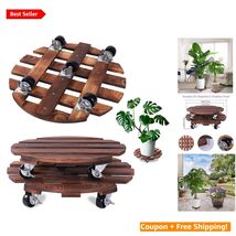 14" &amp; 12" Pine Wood Plant Dolly Rolling Caddy - 5 Wheels &amp; 220 LB Support - $50.44