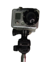 GoPro Hero With Housing Case Silver And Expandable Selfie Stick Untested - $36.89