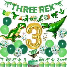 Dinosaur 3Rd Birthday Decorations, 3 Rex Birthday Party Supplies - Three... - $28.99