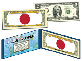 JAPAN - Flags of the World Genuine Legal Tender U.S. $2 Bill Currency - £11.11 GBP