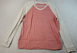 Mossimo T Shirt Top Womens Size Large Pink White Striped Long Sleeve Round Neck - £10.29 GBP