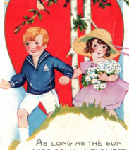 Valentine Greeting Antique Postcard Unposted Boy And Girl Poem Embossed - £7.87 GBP