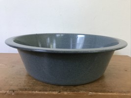 Vtg Antique Grey Enamel Enamelware Graniteware Speckled Wash Bowl Dish 1... - £47.12 GBP