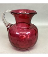 VINTAGE FENTON CRANBERRY GLASS THUMBPRINT WATER PITCHER - 7.5”H - $19.79