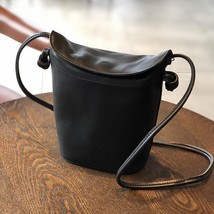 Retro Bucket Bag  New Genuine Leather Ladies Bags Simple Solid Color Has... - £63.18 GBP