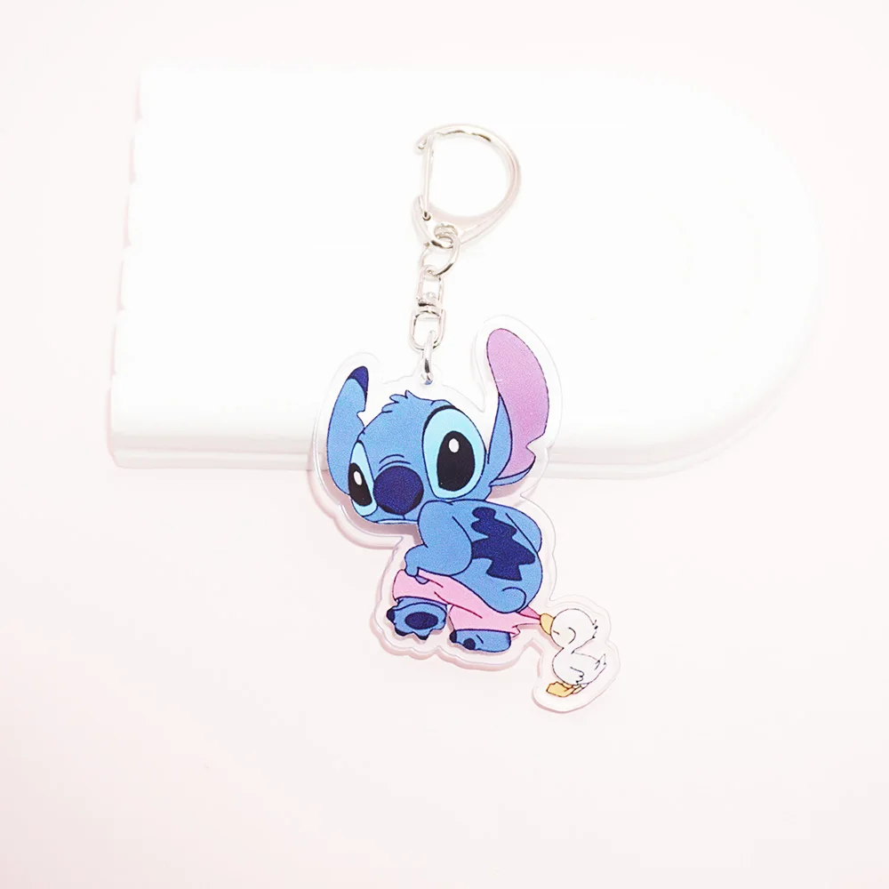 Beast Kingdom 2D Flat Disney Lilo Stitch Acrylic Pendant Keychain -Ducks... - $4.44