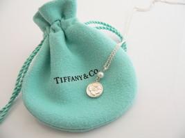 Tiffany &amp; Co. Silver Nature Rose Pearl Necklace Pendant Charm Chain Gift Pouch - £317.74 GBP