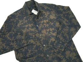 NEW Ermenegildo Zegna Shirt! Large  Faded Mossy Green with Leaf Pattern  Heavier - £87.66 GBP