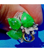 Earth mined Jadeite Jade Antique Diamond Ring Art Deco Solid 14k Gold St... - $4,913.68 CAD