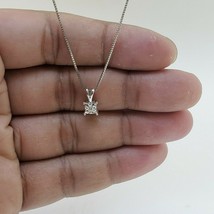0.05ct Round Cut Natural Diamond Solitaire Pendant 14k White Gold FN Simulated - £59.52 GBP