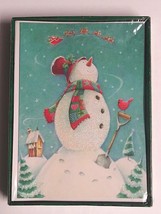 Glitter Snowman &amp; Santa Sleigh Merry Brite Christmas Cards (Box of 20) 2004 NEW - £10.21 GBP