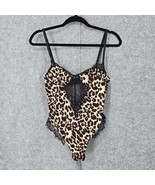 Lingerie Teddy Women Small Leopard Pattern Black Lace Insert High Leg Ro... - $10.12