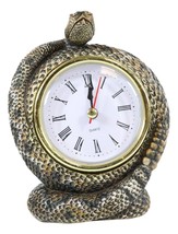Reptile Coiled Diamondback Rattlesnake Serpent Desktop Table Clock Figurine - £19.13 GBP