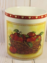 Jar Candle Cover Apples in a Basket Design Ceramic Country  5&quot; x 4.5&quot;. - £6.23 GBP