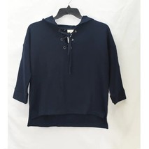 Style &amp; Co Women L Industrial Blue Lace Up Pullover Hoodie Sweatshirt NWT BR47 - £18.91 GBP