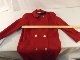 Adult Women&#39;s Ashley Scott Red Black Liner 100% Wool Button Trench Coat ... - $46.57