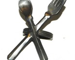 Fork and Spoon Pewter Tone Aluminum ? Solid Metal Napkin Ring Replacement  - $9.85