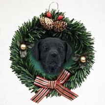 Wreath Xmas Ornament LAB RETRIEVER BLACK Dog Christmas Ornament RETIRED - £6.23 GBP