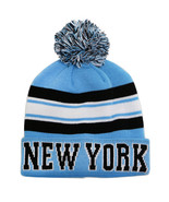 New York City Hunter Men&#39;s Striped Winter Knit Cuffed Pom Beanie Hat Tea... - $20.44 CAD