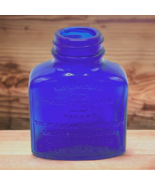 Vtg Milnesia Wafers Embossed Cobalt Blue Glass Bottle 3&quot; Tall New York, NY - £32.01 GBP