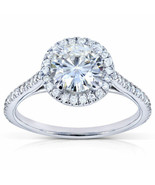 1.25ct TCW 14k White Gold  Forever One Moissanite and Diamond Halo Engag... - £957.14 GBP