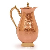 Pure Copper Maharaja Water JUG1.5 Litre With Hammered Design And Leak Proof Lid - £47.52 GBP