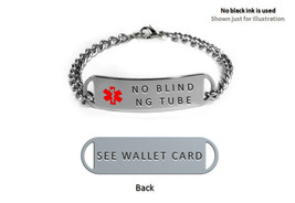 NO BLIND NG TUBE Medical Alert ID Bracelet. Free medical Emergency Card! - £23.76 GBP