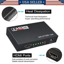 1 In 4 Out Hdmi Splitter Box Hub Full 1080P Hd 1X4 Port Amplifier Repeater Pc Tv - £17.29 GBP
